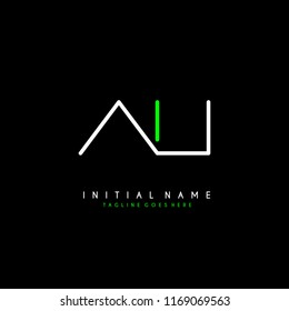 Initial A U minimalist modern logo identity vector