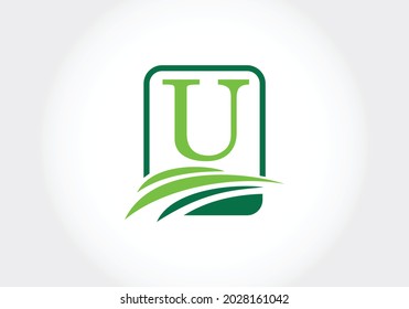 Initial U monogram alphabet with agriculture. agriculture logo design vector template. Font emblem. Modern vector logo for business and company identity