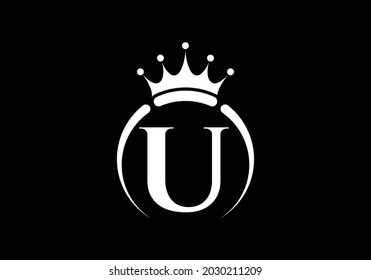 Initial U monogram alphabet with a crown. Royal, King, queen luxury symbol. Font emblem. Modern luxury brand element sign. Vector illustration.