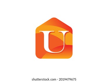 Ursprüngliches U-Monogramm-Alphabet mit Heimlogo-Konzept. Modernes Vektorlogo für ökologische Unternehmen und Unternehmensidentität