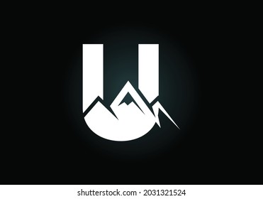 Initial U monogram alphabet with the mountain peak. Mountain Logo sign symbol. Font emblem. Modern vector logo for the business, and company identity