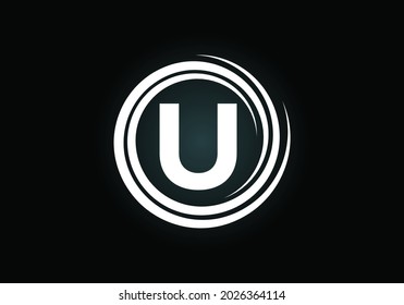 Alfabeto monograma U inicial en espiral. Diseño de logotipo de desbordamiento de espiral giratoria. emblema de letra.  Logo vectorial moderno para el negocio, e identidad de la empresa