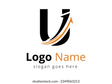 Initial U monogram alphabet symbol design incorporated with the arrow. Financial Logo Template With Marketing Growth Arrow Logo for accounting business and company identity