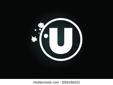 Initial U monogram letter alphabet in a circle with brush splash. Font emblem. Modern vector logo design for painting business and company identity. 