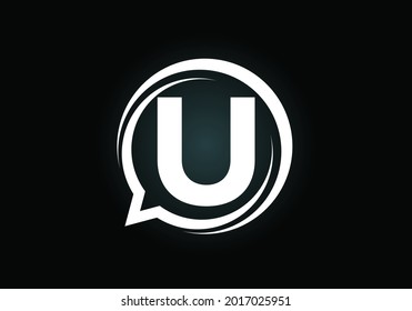 Initial U monogram letter alphabet with a bubble chat icon. Talking, chatting logo concept. Modern logo design for a consultancy business, and company identity.