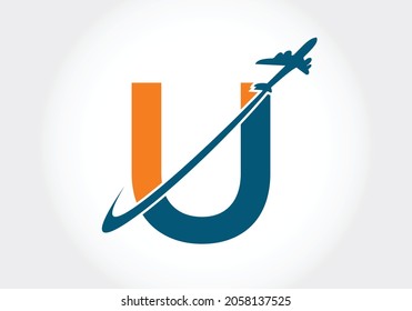 Ursprüngliches U-Monogramm-Buchstaben-Alphabet mit Logo-Design für Reisen. Schriftemblem. Moderner Vektorlogotyp für Geschäfts- und Firmenidentität.