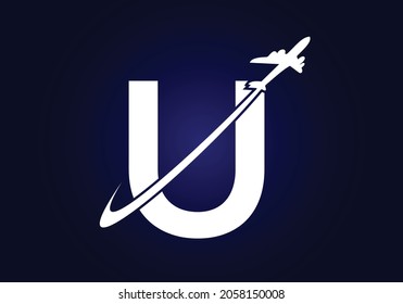 Initial U monogram letter alphabet with a travel logo design. Font emblem. Modern vector logotype for business and company identity.