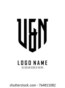 Initial U & N abstract shield logo template vector