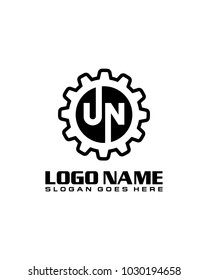 Initial U & N gear logo template vector