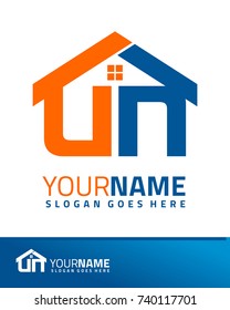 Initial U & N real estate logo template vector