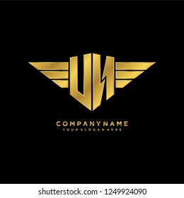 Initial U N wing logo template vector