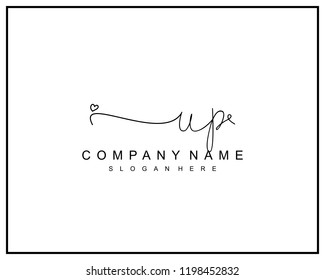 Initial U P handwriting logo template vector