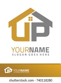 Initial U & P real estate logo template vector