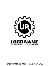 Initial U & R gear logo template vector