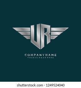 Initial U R wing logo template vector