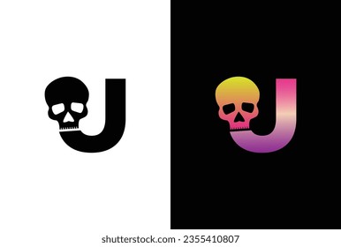 Initial U Skull Logo Design. Letter U Skull Logo or icon template design.