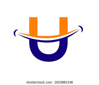 Initial U smile vector logo Element. Letter U Happy with smile concept