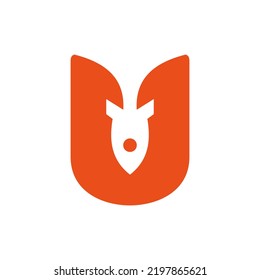 Initial U Travel Logo Design Based Alphabet Flat Modern Concept Vector Template