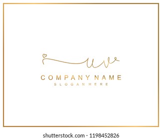 Initial U V handwriting logo template vector