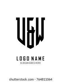 Initial U & W abstract shield logo template vector
