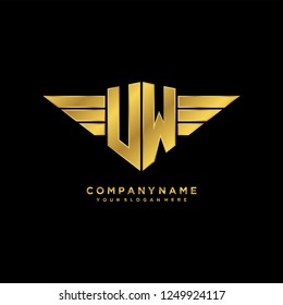 Initial U W wing logo template vector