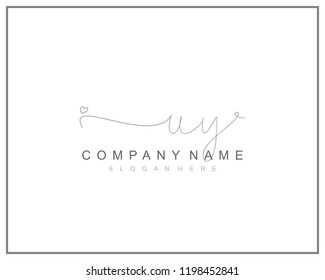 Initial U Y handwriting logo template vector
