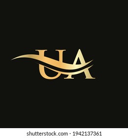 Initial UA letter linked logo vector template. Swoosh letterUA logo design. UA Logo design with modern trendy