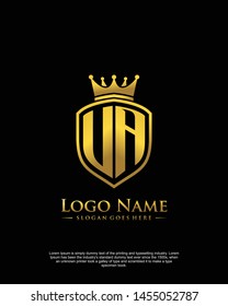 initial UA letter with shield style logo template vector