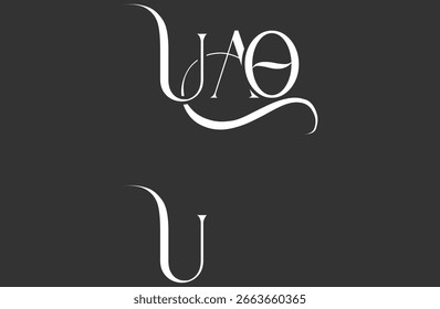 Design inicial do logotipo da letra UAO. Elegante Monograma Logo Design com elementos decorativos e tipografia