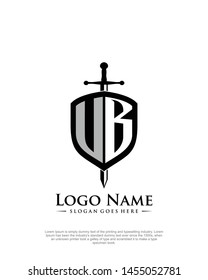 initial UB letter with shield style logo template vector