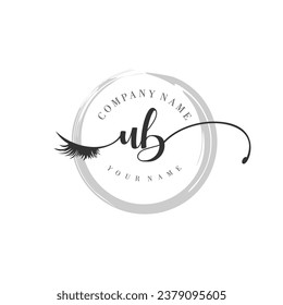 Initial UB monogram eye and eyelash handwriting