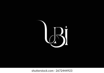 Diseño inicial del logotipo de la carta UBI. Diseño elegante del logotipo del monograma con los Elementos decorativos y la tipografía