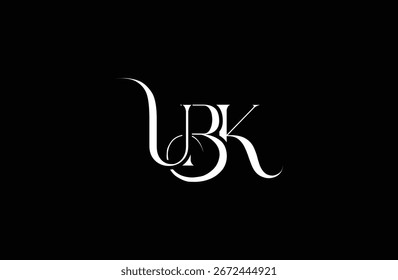 Diseño inicial del logotipo de la letra UBK. Diseño elegante del logotipo del monograma con los Elementos decorativos y la tipografía