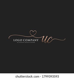 Initial UC beauty monogram and elegant logo design, handwriting logo of initial signature, wedding, fashion, floral and botanical with creative template.