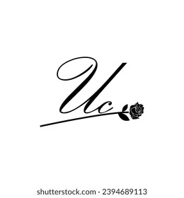 Ornamento de tipografía de flores de escritura UC inicial moderno