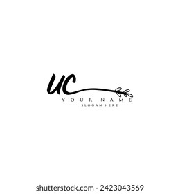 Initial UC logo handwriting floral typography ornament