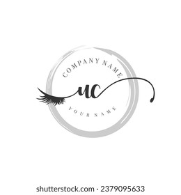 Initial UC monogram eye and eyelash handwriting