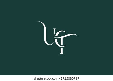 Diseño inicial del logotipo de la carta creativa de UCT. Diseño elegante del logotipo del monograma con los Elementos decorativos y la tipografía
