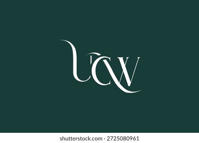 Diseño inicial del logotipo de la carta creativa de la UCW. Diseño elegante del logotipo del monograma con los Elementos decorativos y la tipografía
