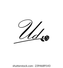 Initial UD handwriting flower typography ornament modern