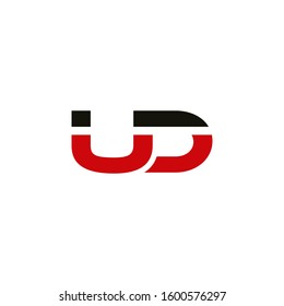 Initial UD icon design template elements for business company logo. Outstanding professional elegant trendy awesome artistic black and red color. Logotype idea vector isolated on white background.