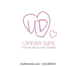 Initial UD with love logo template vector