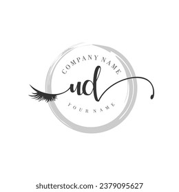 Initial UD monogram eye and eyelash handwriting