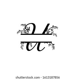 Initial udecorative plant monogram split letter vector