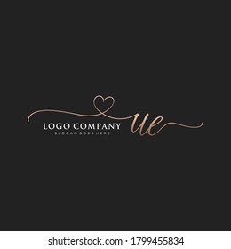Initial UE beauty monogram and elegant logo design, handwriting logo of initial signature, wedding, fashion, floral and botanical with creative template.