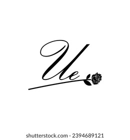 Initial UE handwriting flower typography ornament modern