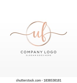 Monograma inicial de belleza UF y diseño elegante de logotipo, logotipo de escritura a mano de firma inicial, boda, moda, floral y botánica con plantilla creativa.