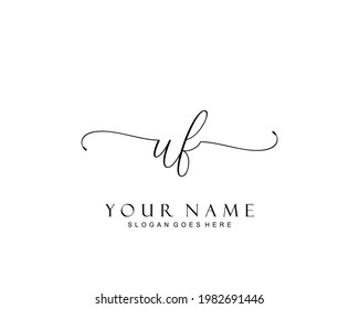 Initial UF beauty monogram and elegant logo design, handwriting logo of initial signature, wedding, fashion, floral and botanical with creative template.