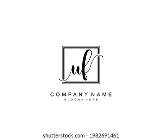 Monograma inicial de belleza UF y diseño elegante de logotipo, logotipo de escritura a mano de firma inicial, boda, moda, floral y botánica con plantilla creativa.
