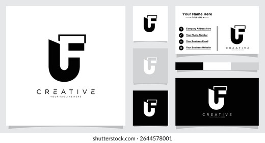 Initial UF or FU Logo Design Vector template